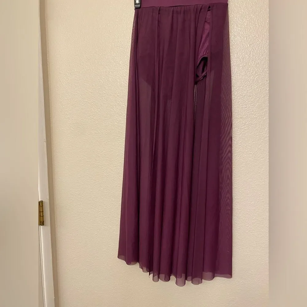 WEISSMAN Dance Costume purple velvet 2 piece bling maxi skirt Phoenix 15694 SA